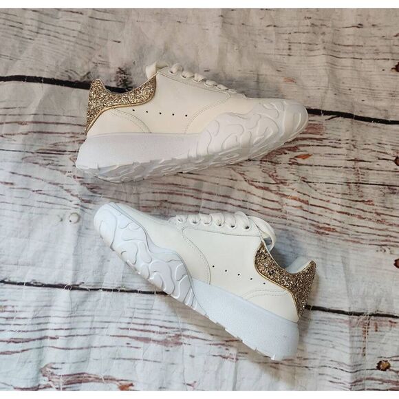 Alexander McQueen Court Trainer Gold Sneakers Size 36/6 - Picture 1 of 9